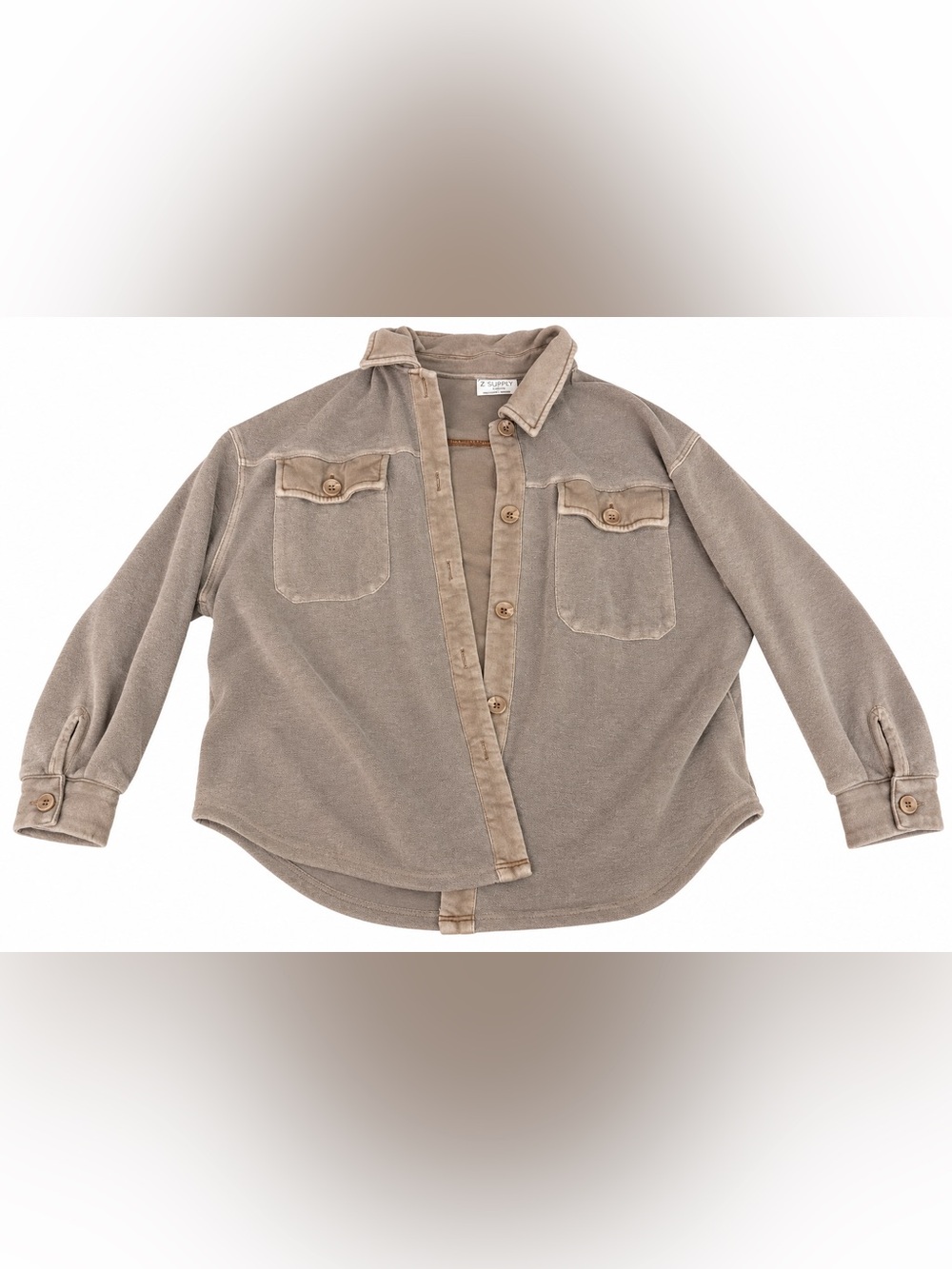 Z Supply Washed Taupe Button-Down Shacket